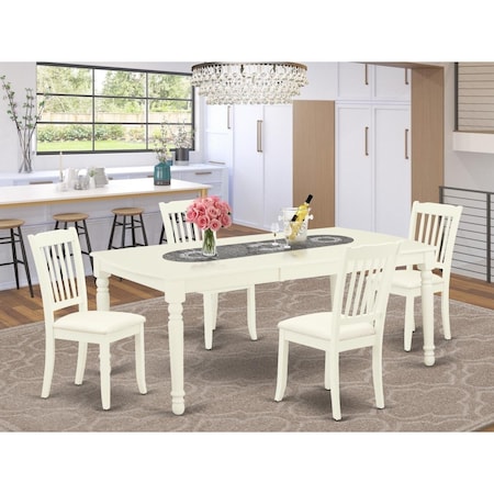 East West Furniture 5 Piece Dover Dining Set - Linen White DODA5-LWH-C